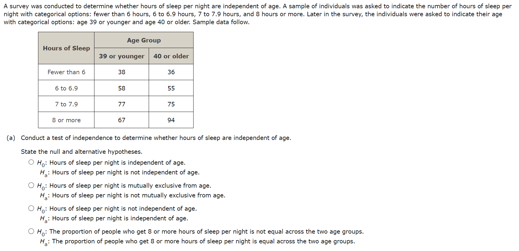 Solved A survey was conducted to determine whether hours of | Chegg.com