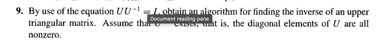 Iu Matrix Example Solved By use of the equation UU-1=I. obtain an algorithm | Chegg.com