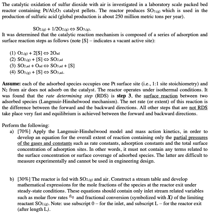 Solved The Catalytic Oxidation Of Sulfur Dioxide With Air Is 1178