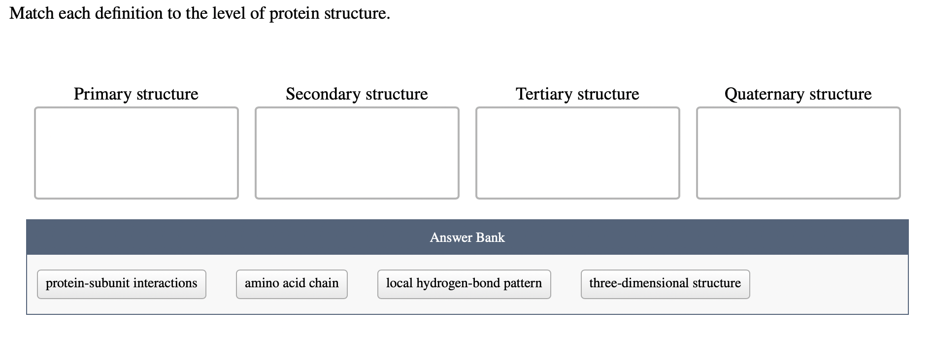 Solved Match Each Definition To The Level Of Protein | Chegg.com