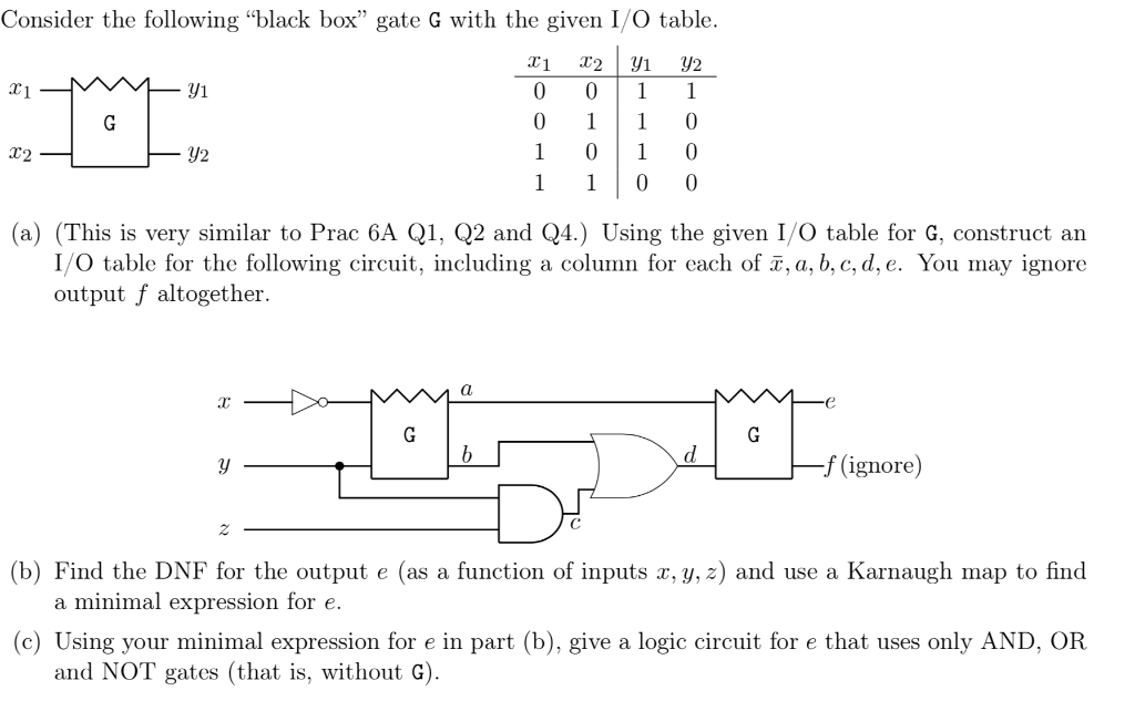 Consider The Following Black Box Gate G With The Chegg Com