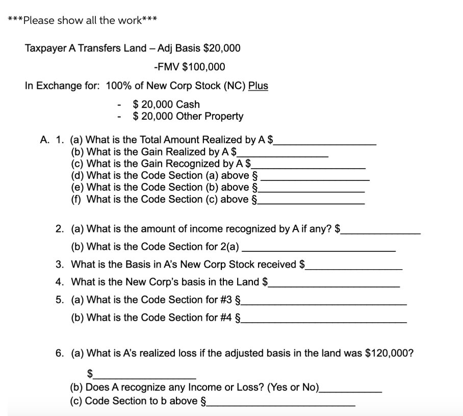 Solved A. 1. (a) What Is The Total Amount Realized By A$ (b) | Chegg.com