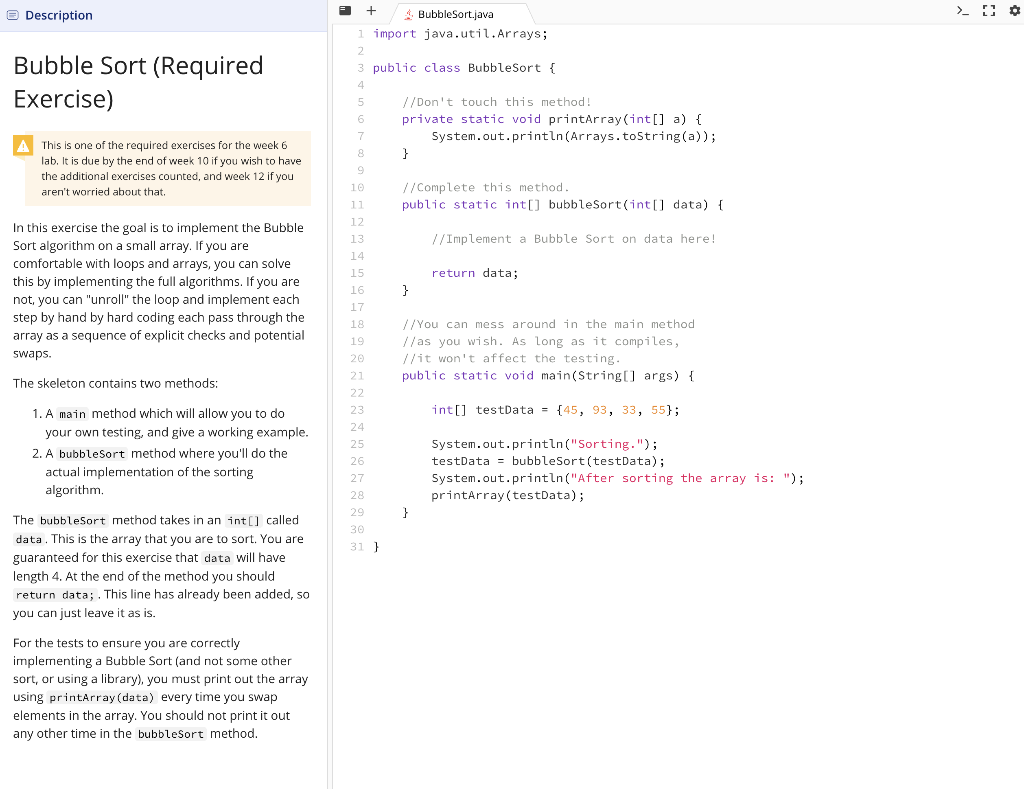 Solved In this exercise the goal is to implement the Bubble | Chegg.com