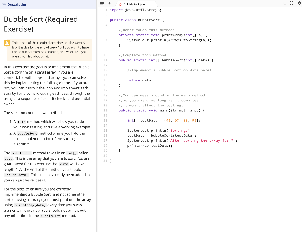 Bubble Sort Algorithm in Java