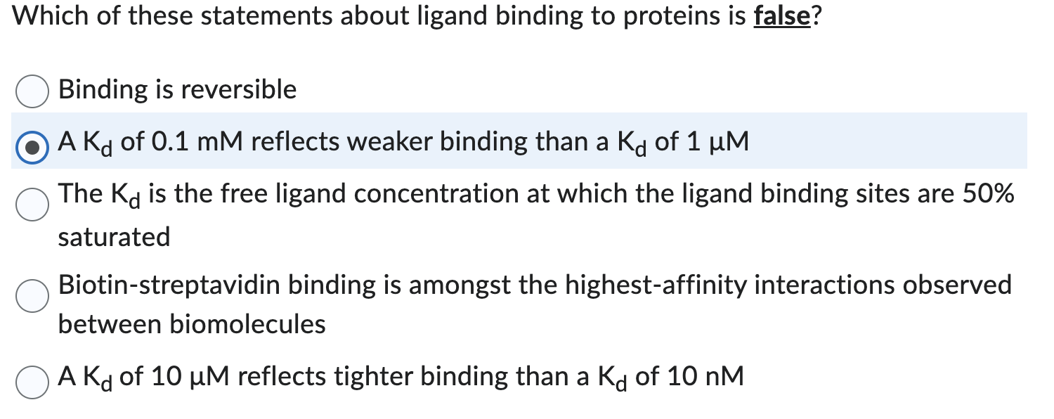 Solved Which of these statements about ligand binding to | Chegg.com