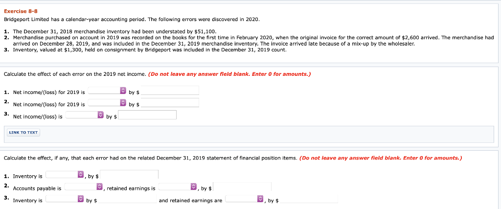 Solved Exercise 8 8 Bridgeport Limited has a calendar year Chegg com