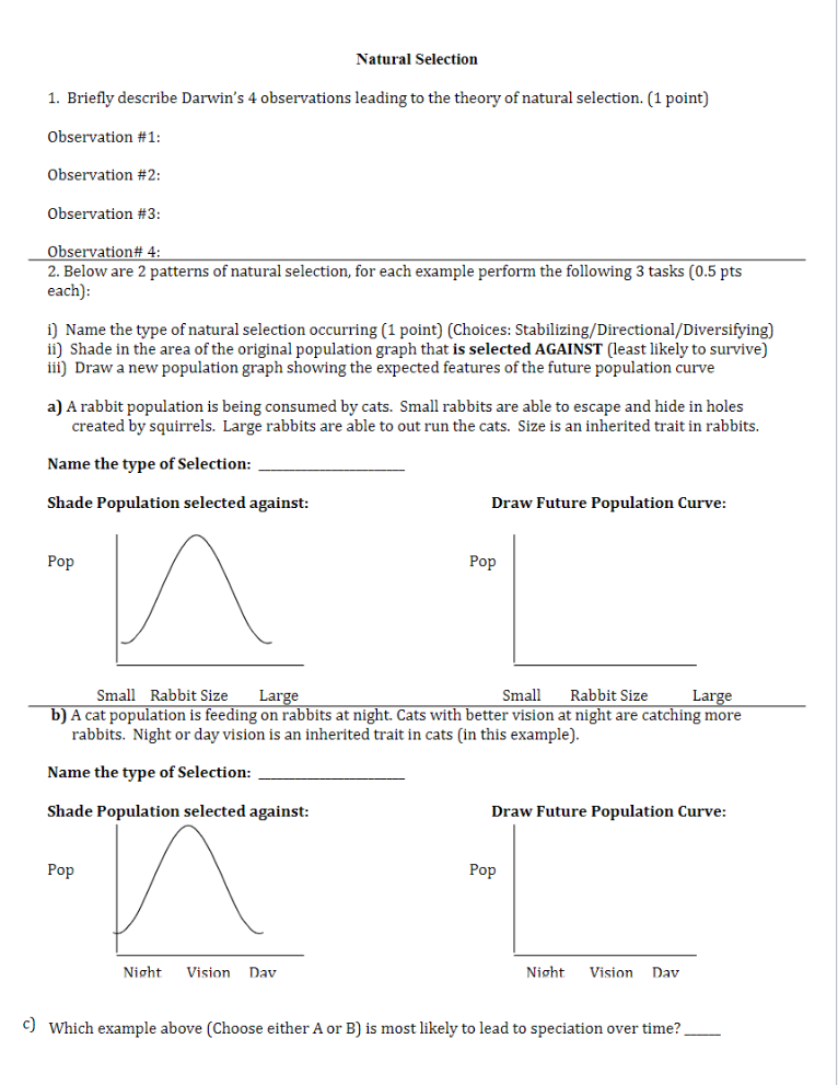 Solved Natural Selection 1 Briefly Describe Darwins 4