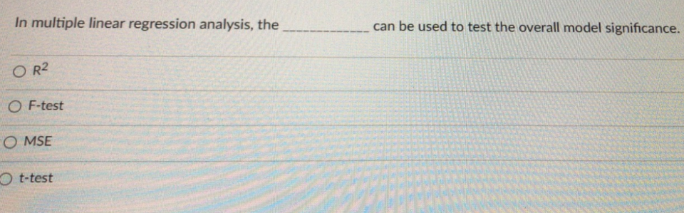 Solved In multiple linear regression analysis, the can be | Chegg.com