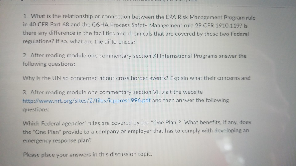 Or Connection Between The EPA Risk Management Program | Chegg.com