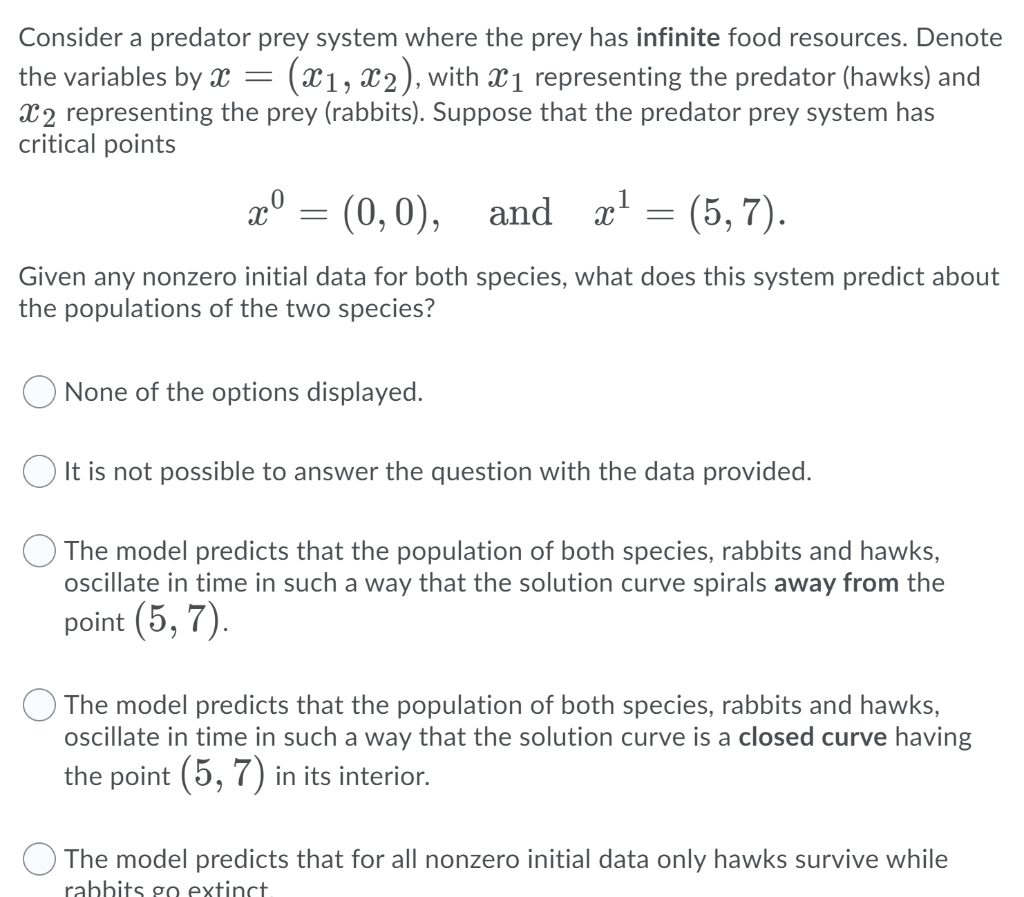 Solved Consider A Predator Prey System Where The Prey Has | Chegg.com