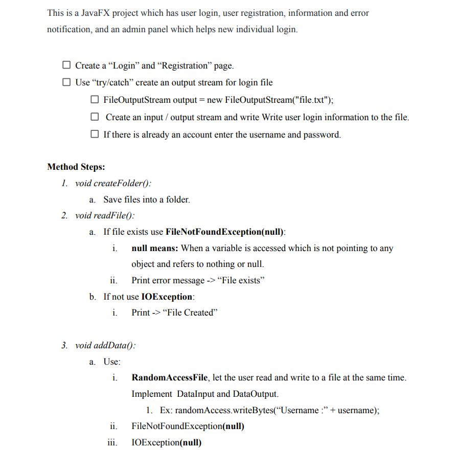 This is a JavaFX project which has user login, user | Chegg.com