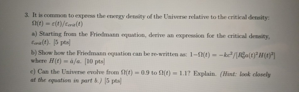 Solved 3. It is common to express the energy density of the | Chegg.com