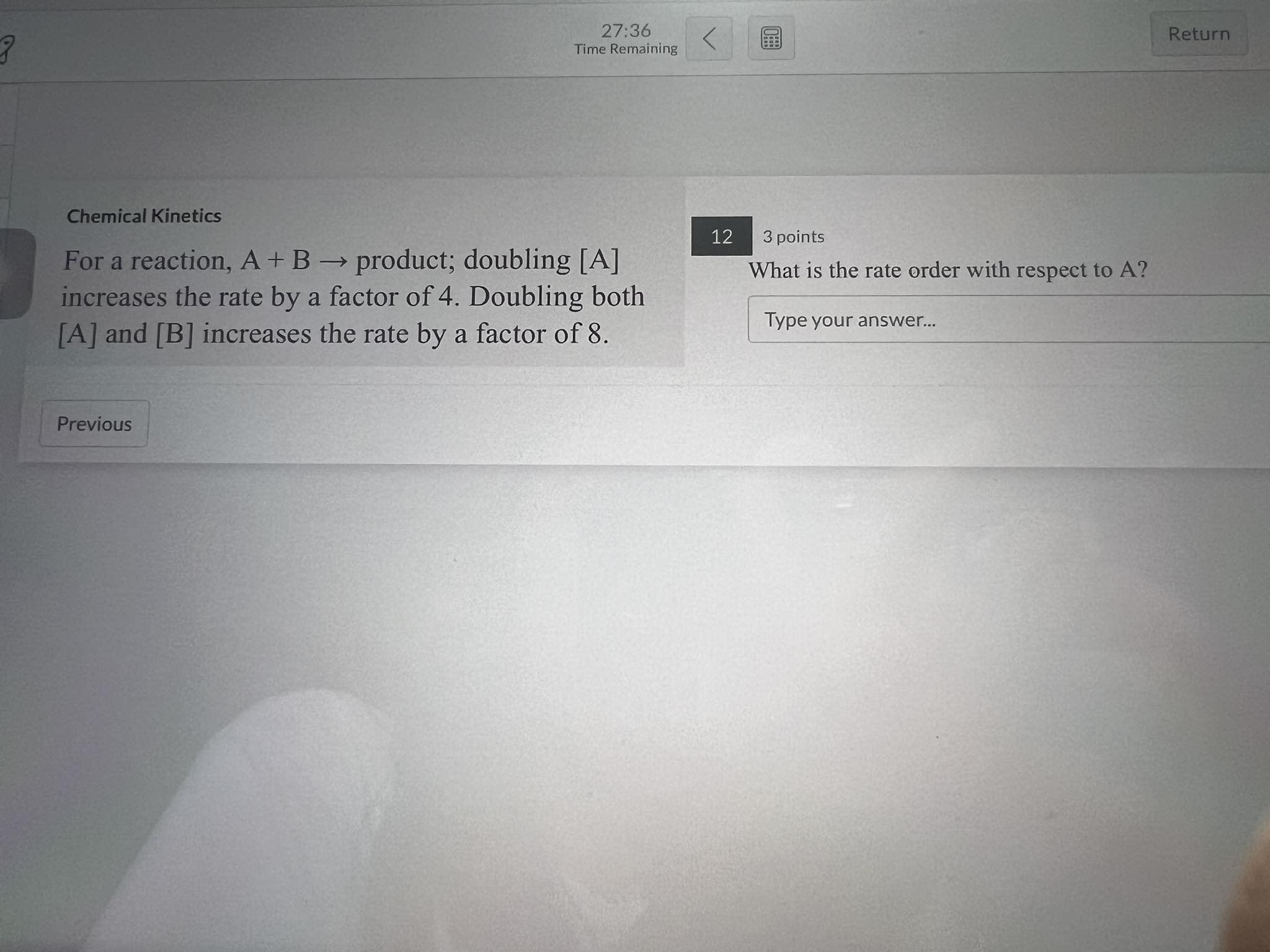 What is the rate with respect to A?What is the rate | Chegg.com