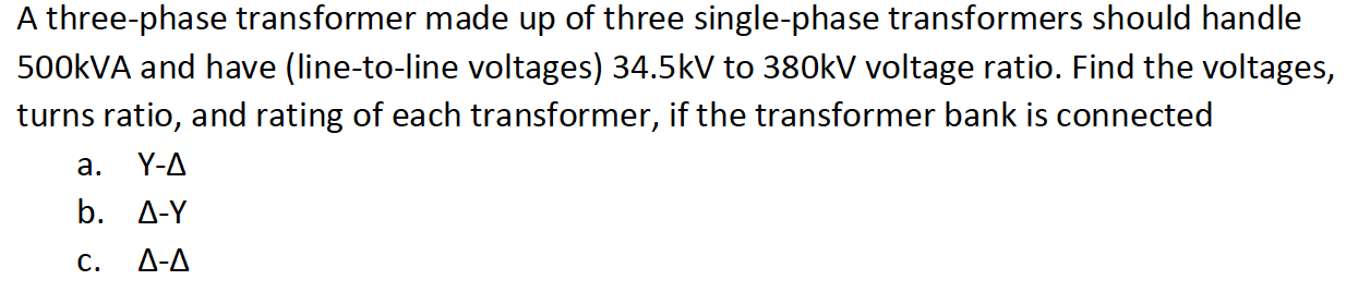 Solved A three-phase transformer made up of three | Chegg.com