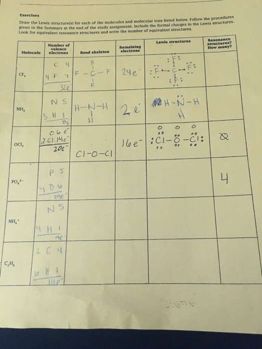 Exercises procedures Draw the Lewis structure(s) for | Chegg.com