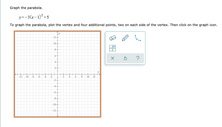 Solved Graph The Parabola Y 3 X 1 2 5 To Graph The Parabo Chegg Com