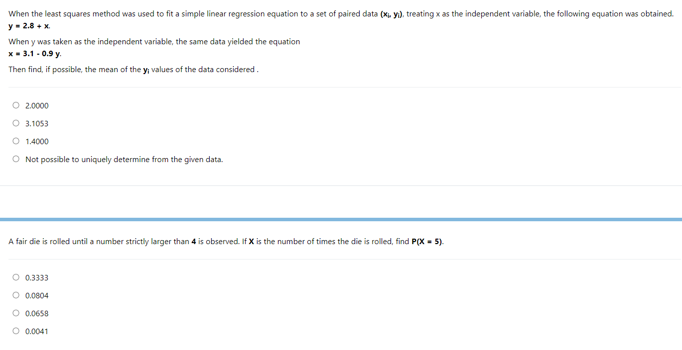 Solved When the least squares method was used to fit a | Chegg.com