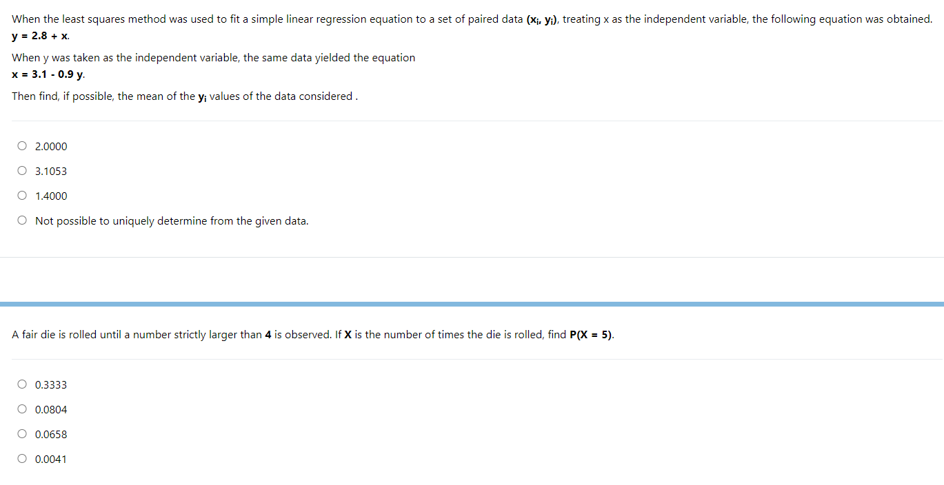 Solved When The Least Squares Method Was Used To Fit A | Chegg.com