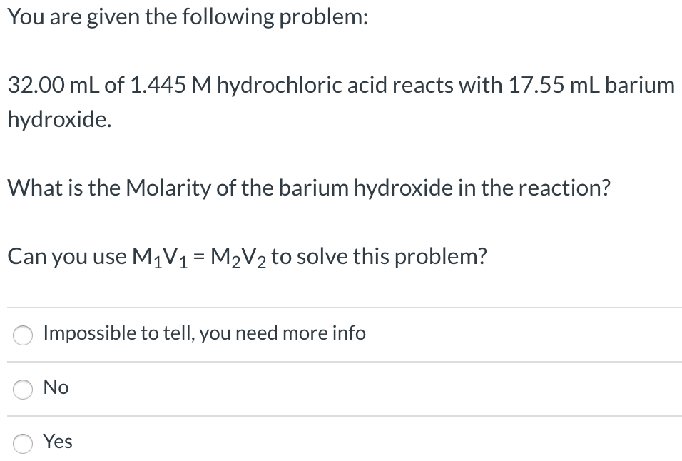 Solved When solving dilution problems, you need to use the