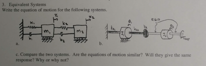 Solved 3. Equivalent Systems Write the equation of motion | Chegg.com