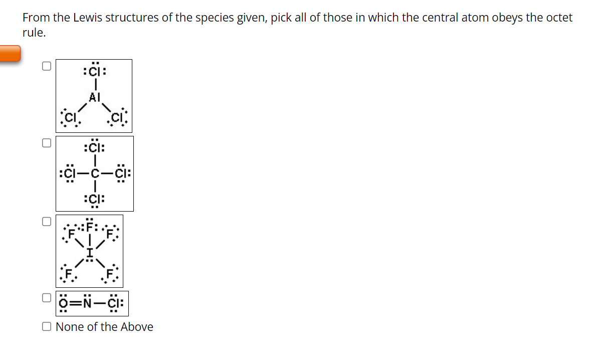 From the Lewis structures of the species given, pick | Chegg.com