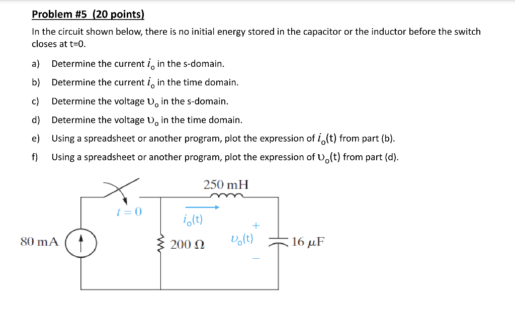 Solved Problem \#5 ( 20 points) In the circuit shown below, | Chegg.com