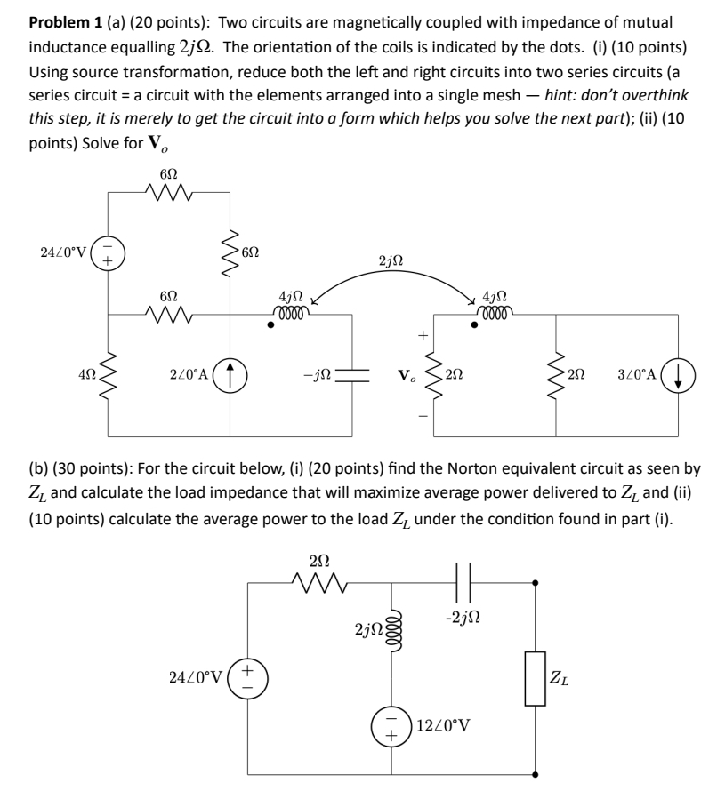 Solved Problem 1 (a) (20 points): Two circuits are | Chegg.com