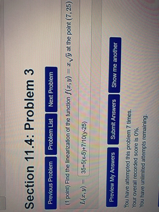 Solved Section 11.4: Problem 3 Previous Problem Problem List | Chegg.com