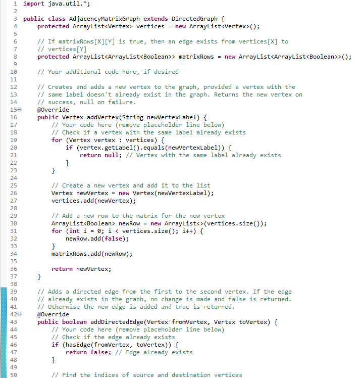 Solved 14.11 Graph representations JAVAI need help finishing | Chegg.com
