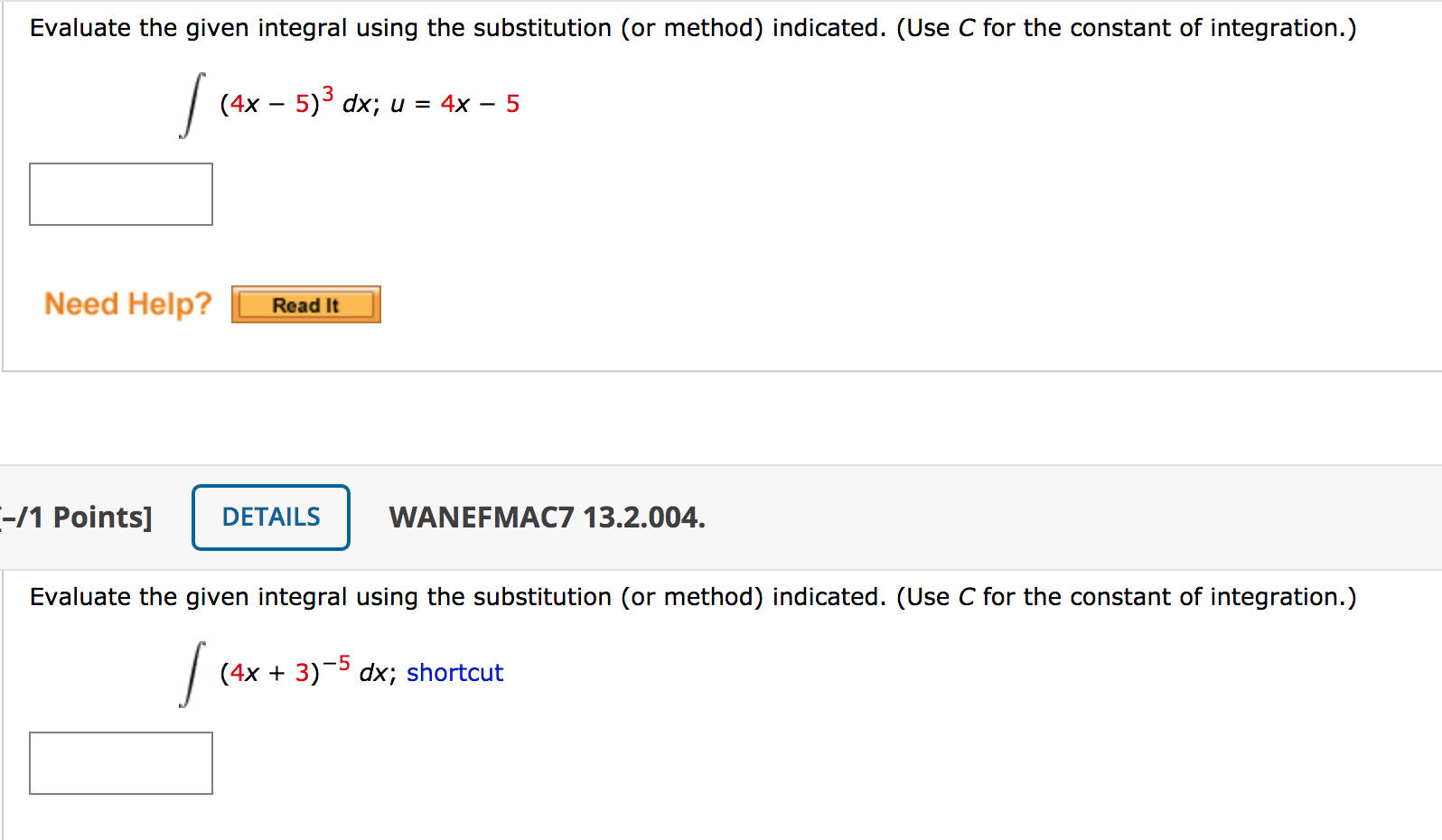 Solved Evaluate the given integral using the substitution | Chegg.com