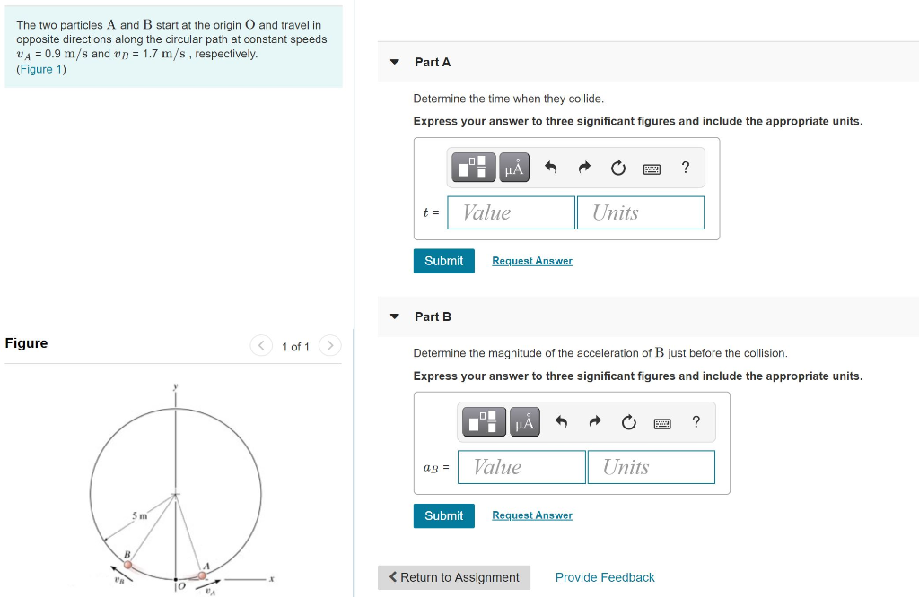 Solved The Two Particles A And B Start At The Origin O And | Chegg.com