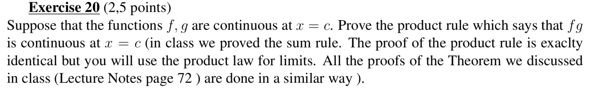 Solved Exercise 20 (2,5 points) Suppose that the functions | Chegg.com