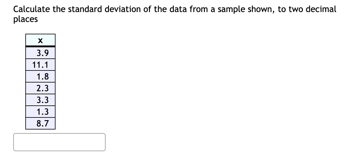 Solved Calculate The Standard Deviation Of The Data From A 5998