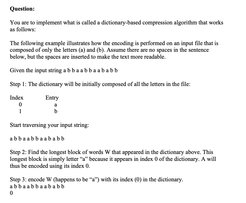 Solved Question: You are to implement what is called a | Chegg.com