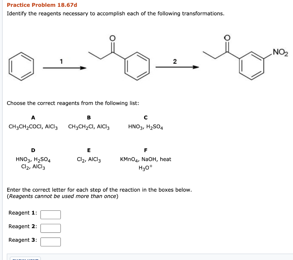 Solved Practice Problem 1867d Identify The Reagents 8328