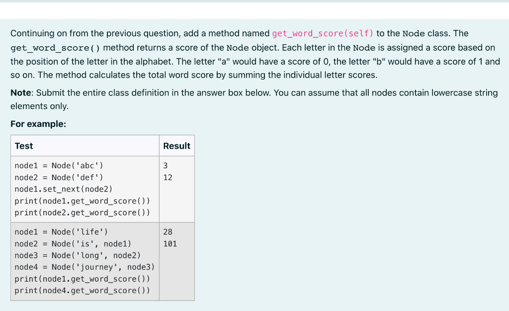 Solved Given the Node class definition in the answer box | Chegg.com