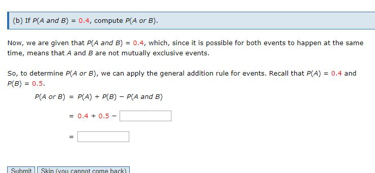 Solved (b) If P(A And B) = 0.4, Compute P(A Or B). Now, We | Chegg.com