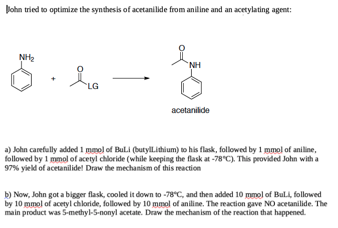 Solved John Tried To Optimize The Synthesis Of Acetanilide | Chegg.com