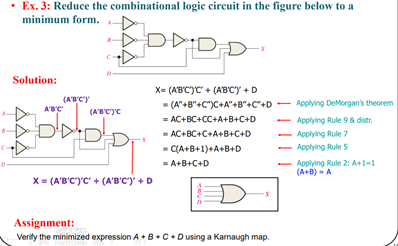 Solved • Ex. 3: Reduce the combinational logic circuit in | Chegg.com