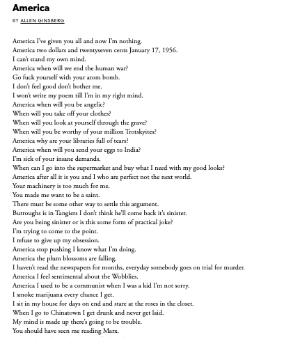 homework poem by allen ginsberg