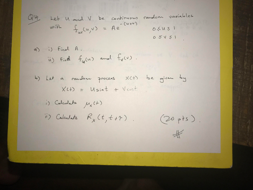 Solved Q4 Let With U And V Be F Uu Continuous Cutus Chegg Com