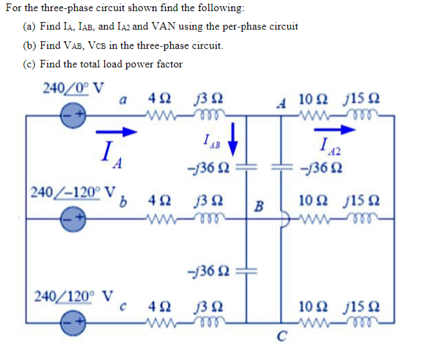 Solved For The Three-phase Circuit Shown Find The Following: | Chegg.com