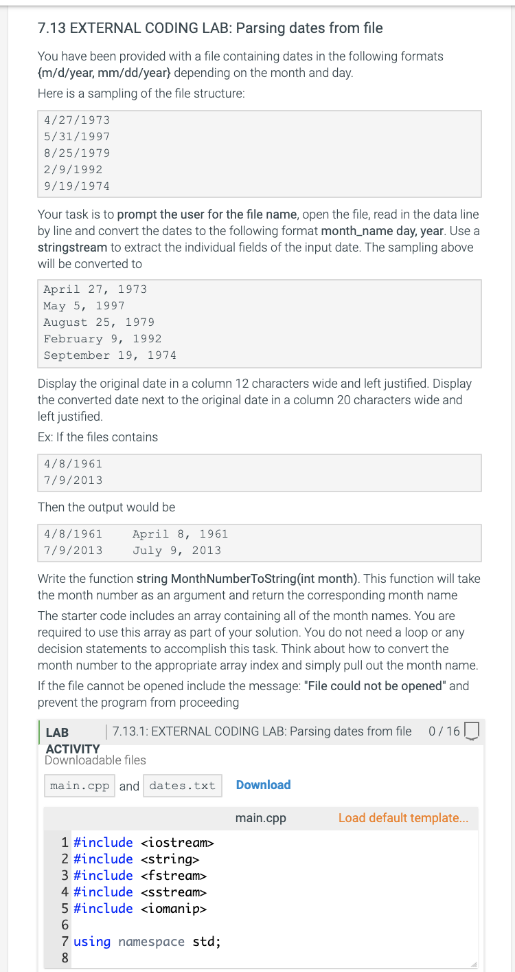 Solved C++ please starter code