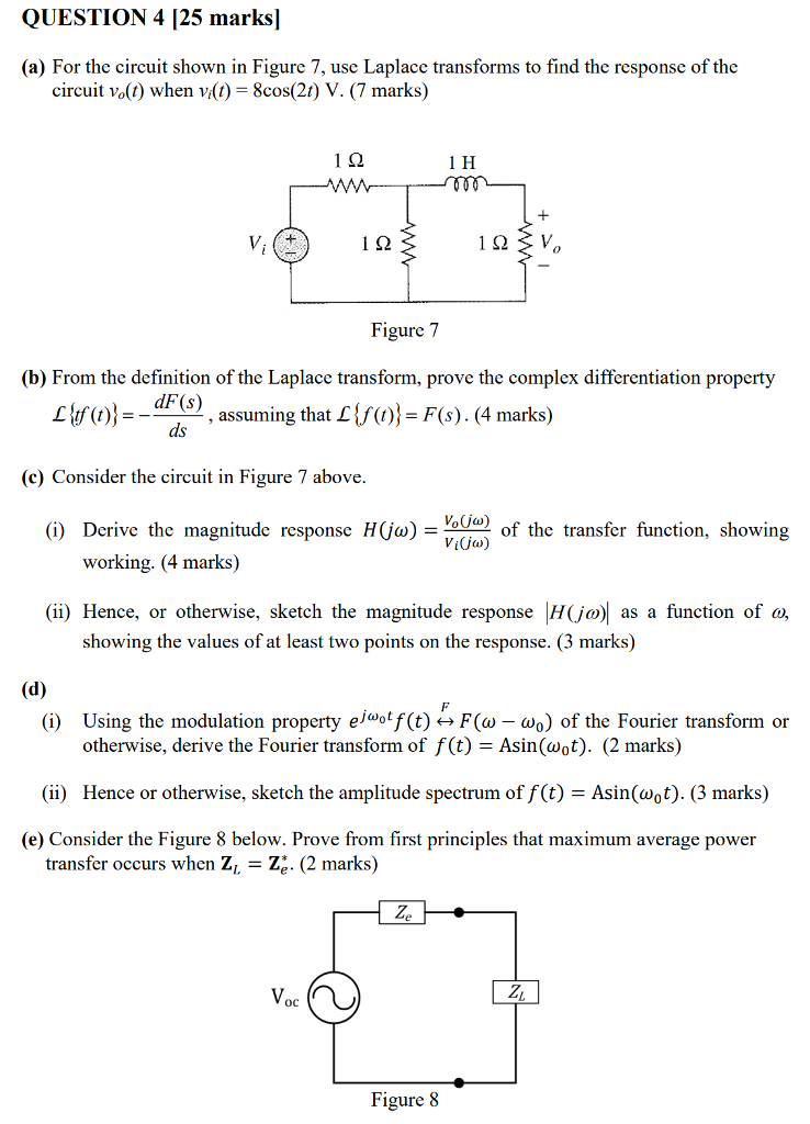Solved QUESTION 4 125 marks] (a) For the circuit shown in | Chegg.com