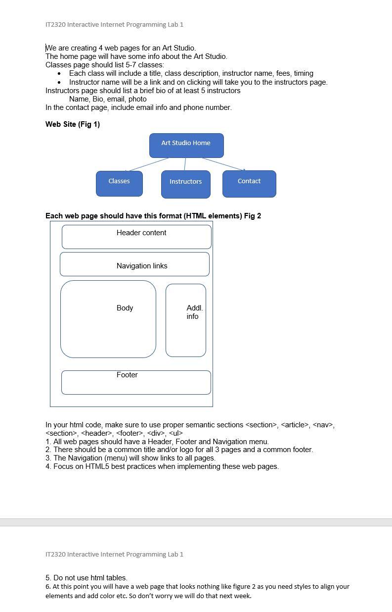 Solved IT2320 Interactive Internet Programming Lab 1 We are | Chegg.com