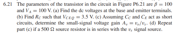 21 The parameters of the transistor in the circuit in | Chegg.com