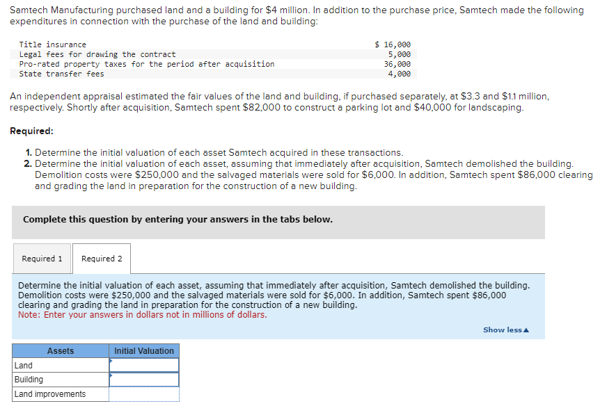 Solved Determine the initial valuation of each asset, | Chegg.com