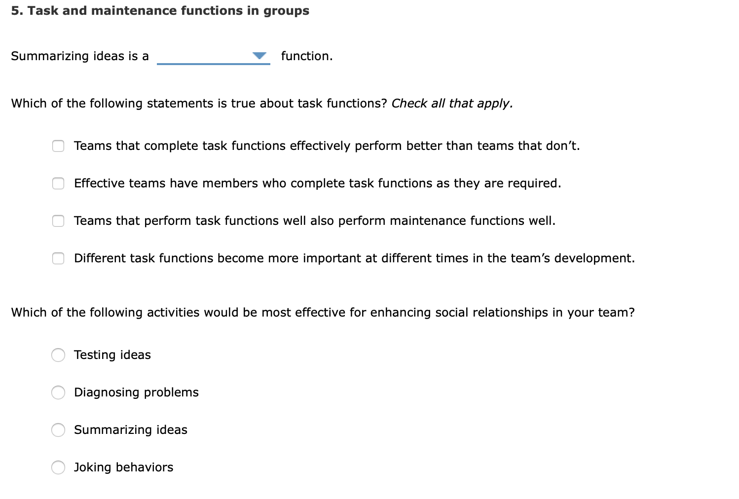 Solved 5. Task And Maintenance Functions In Groups | Chegg.com