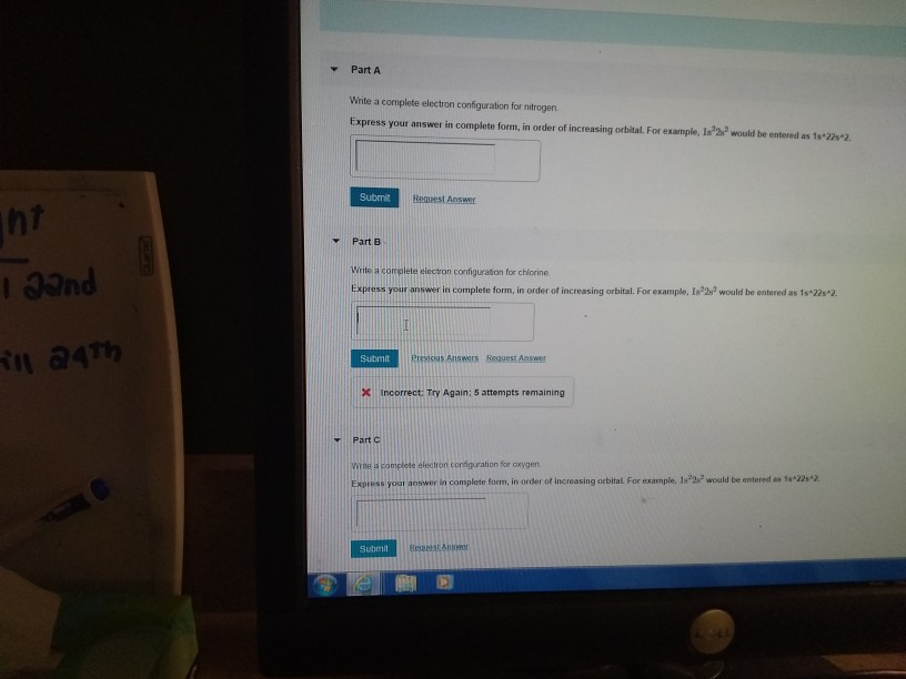 Solved Part A Write a complete electron configuration for | Chegg.com