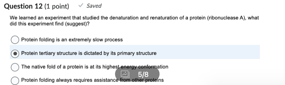 ribonuclease denaturation renaturation experiment